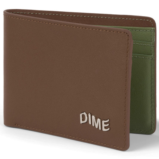 Dime Leather Bifold Wallet Brown/Olive