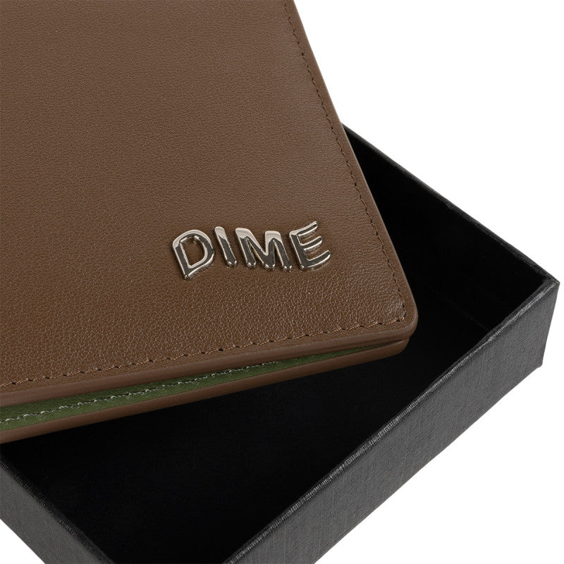 Dime Leather Bifold Wallet Brown/Olive