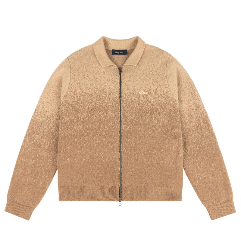 Dime Mohair Double Zip Knit Sweater Camel