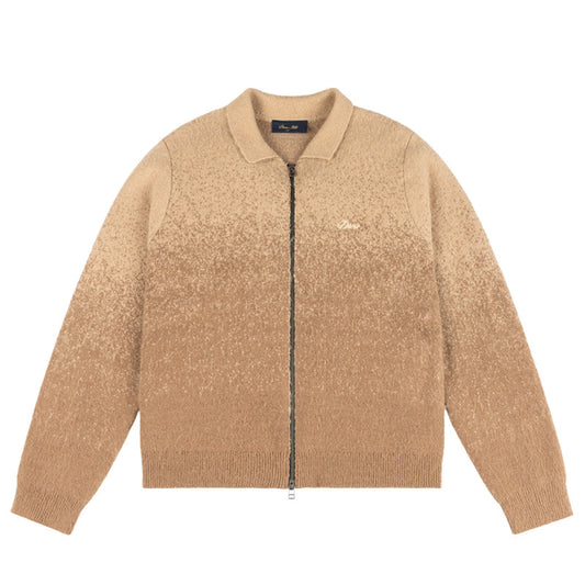 Dime Mohair Double Zip Knit Sweater Camel