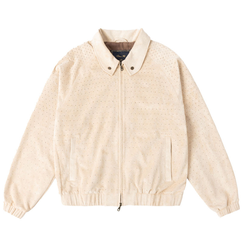 Dime Perforated Faux Suede Jacket Tan