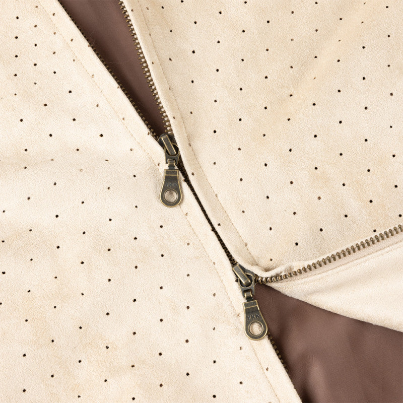 Dime Perforated Faux Suede Jacket Tan