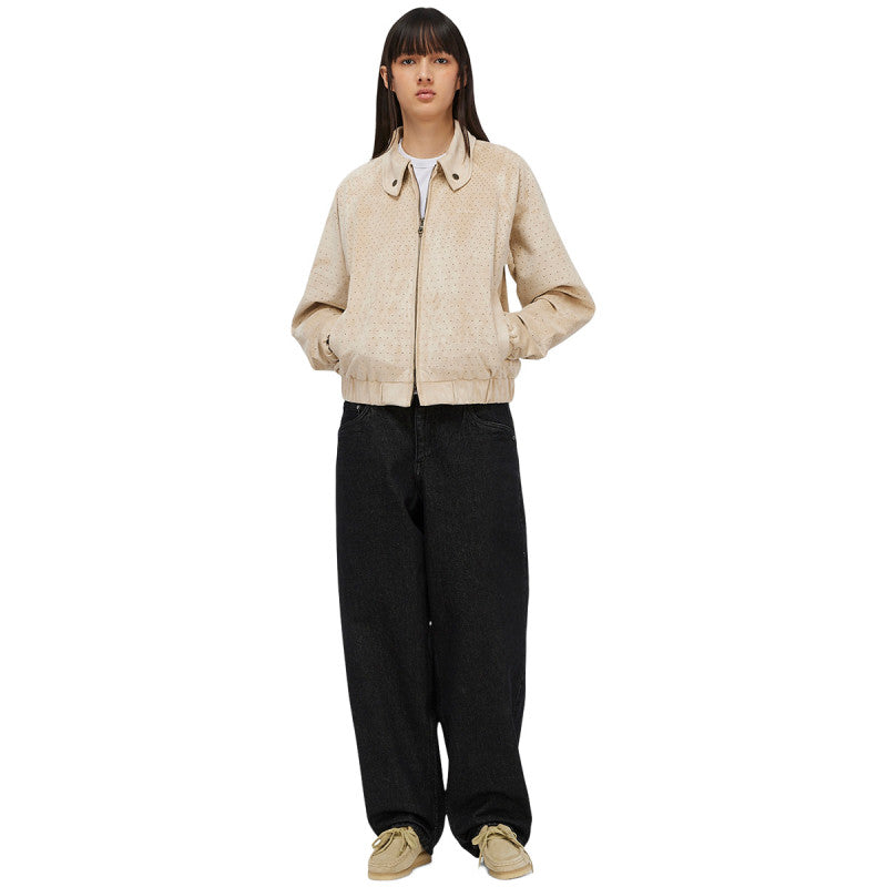 Dime Perforated Faux Suede Jacket Tan