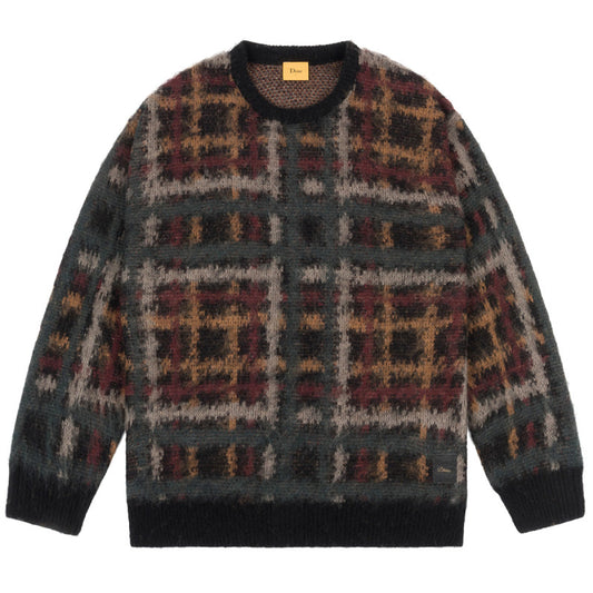 Dime Plaid Mohair Knit Sweater Black