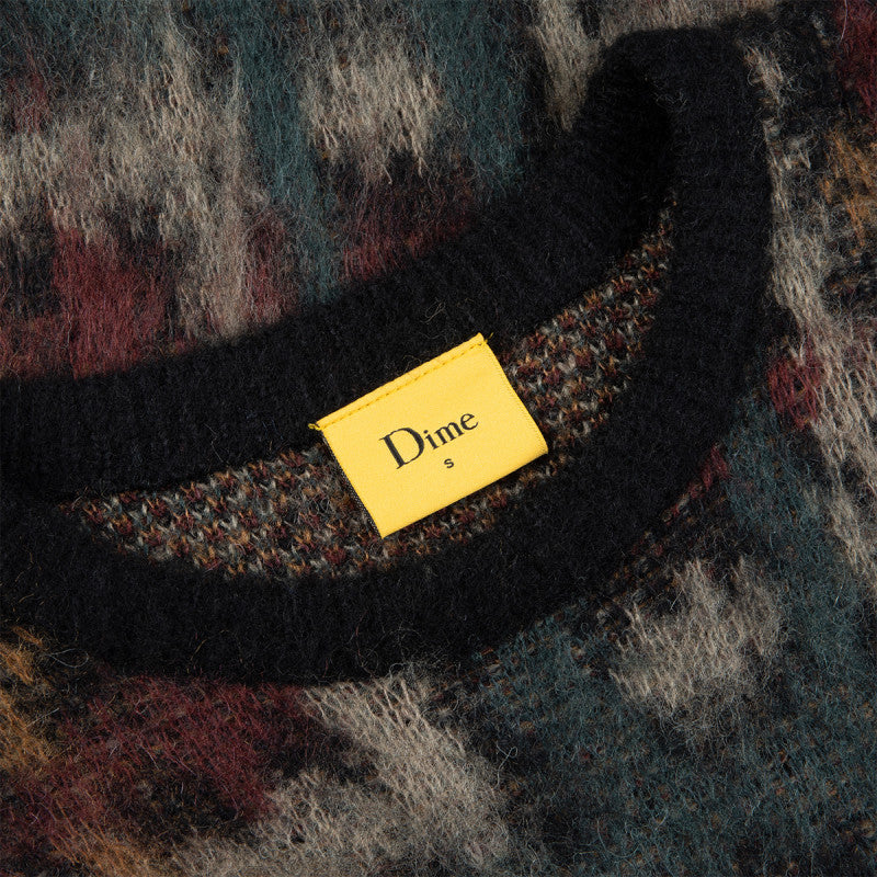 Dime Plaid Mohair Knit Sweater Black