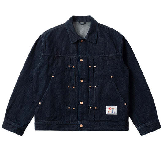Dime Pleated Denim Jacket Indigo