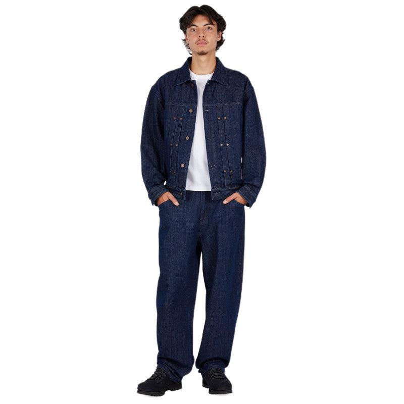 Dime Pleated Denim Jacket Indigo