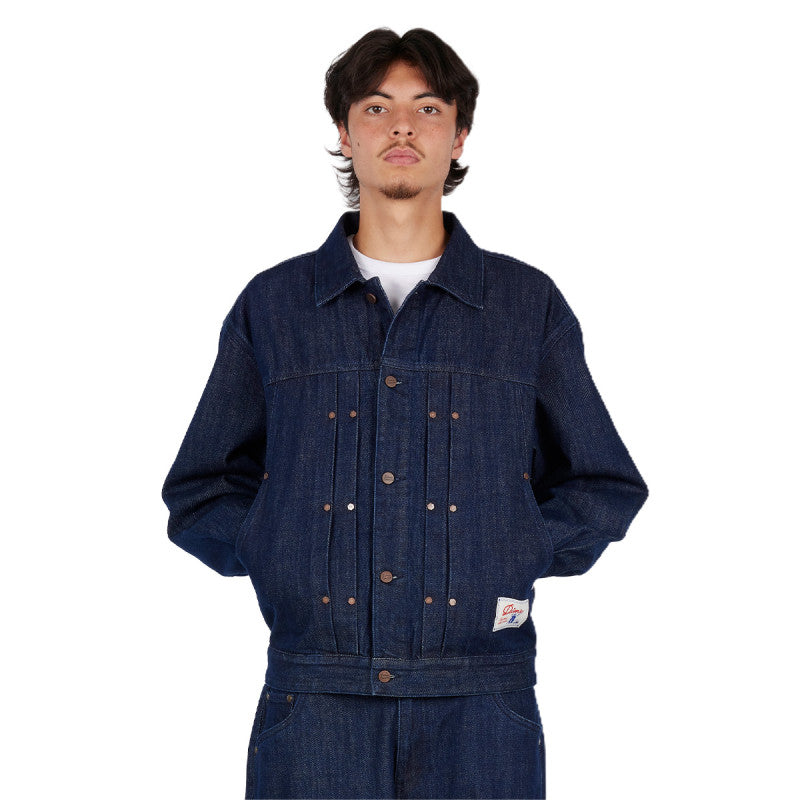 Dime Pleated Denim Jacket Indigo