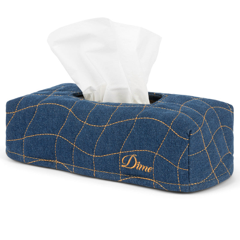 Dime Quilted Tissue Box Cover Indigo