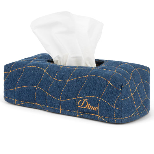 Dime Quilted Tissue Box Cover Indigo