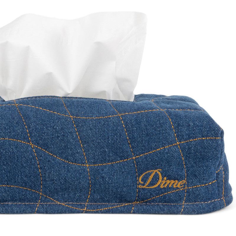 Dime Quilted Tissue Box Cover Indigo