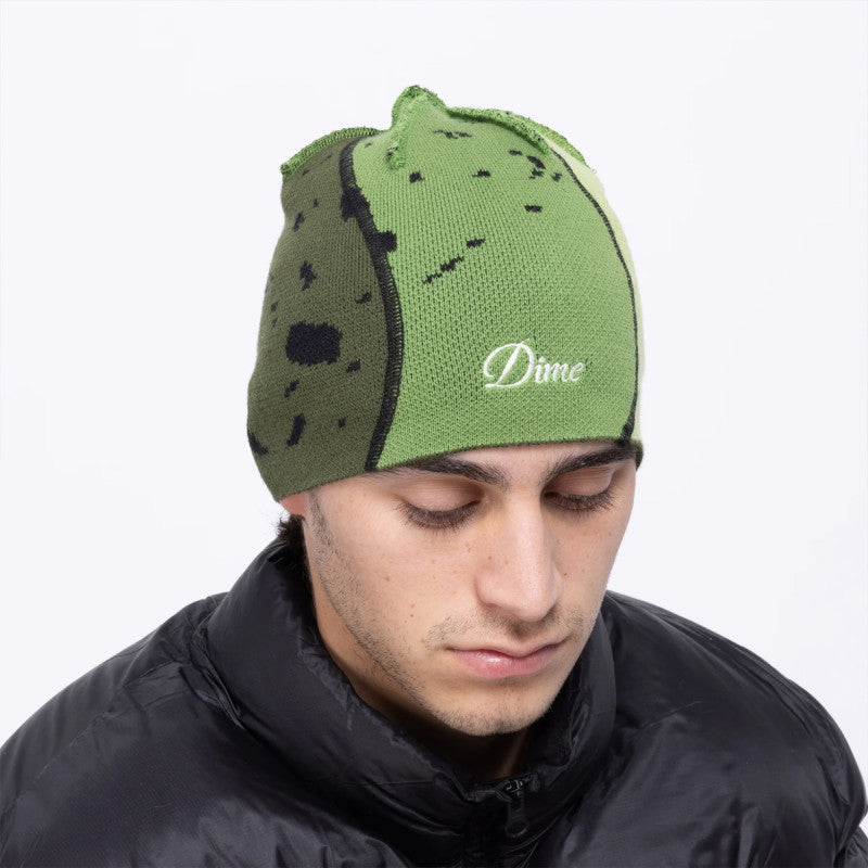 Dime Reverse Stitch Skully Beanie Green