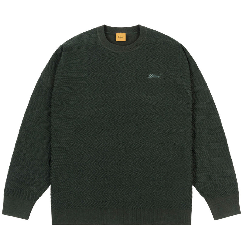 Dime Wave Cable Knit Sweater Forest