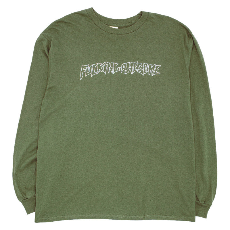 Fucking Awesome Fineline Glow in the Dark Stamp Logo Longsleeve T-shirt Army