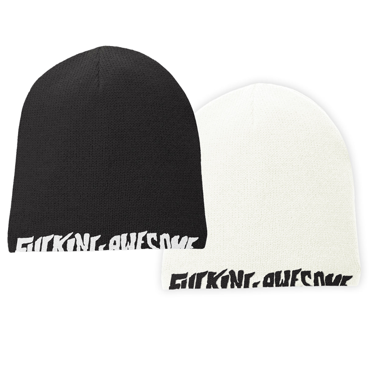 Fucking Awesome Reversible Skully Beanie Black/White