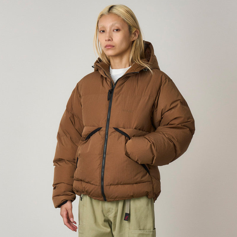 Gramicci Down Puffer Hooded Jacket Brown