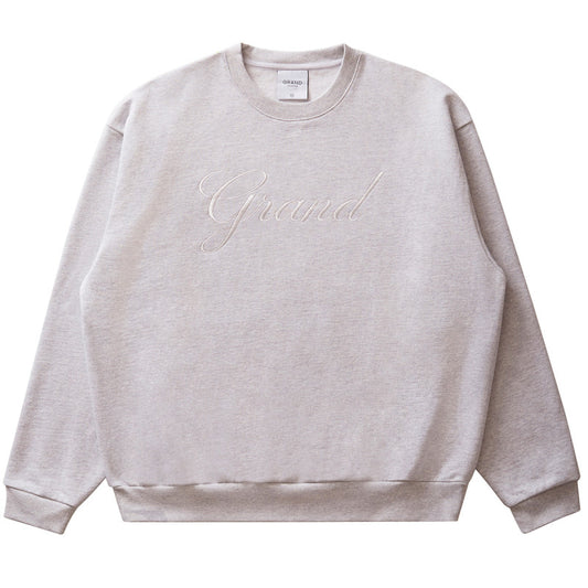 Grand Collection Big Script Crewneck Sweater Ash Grey