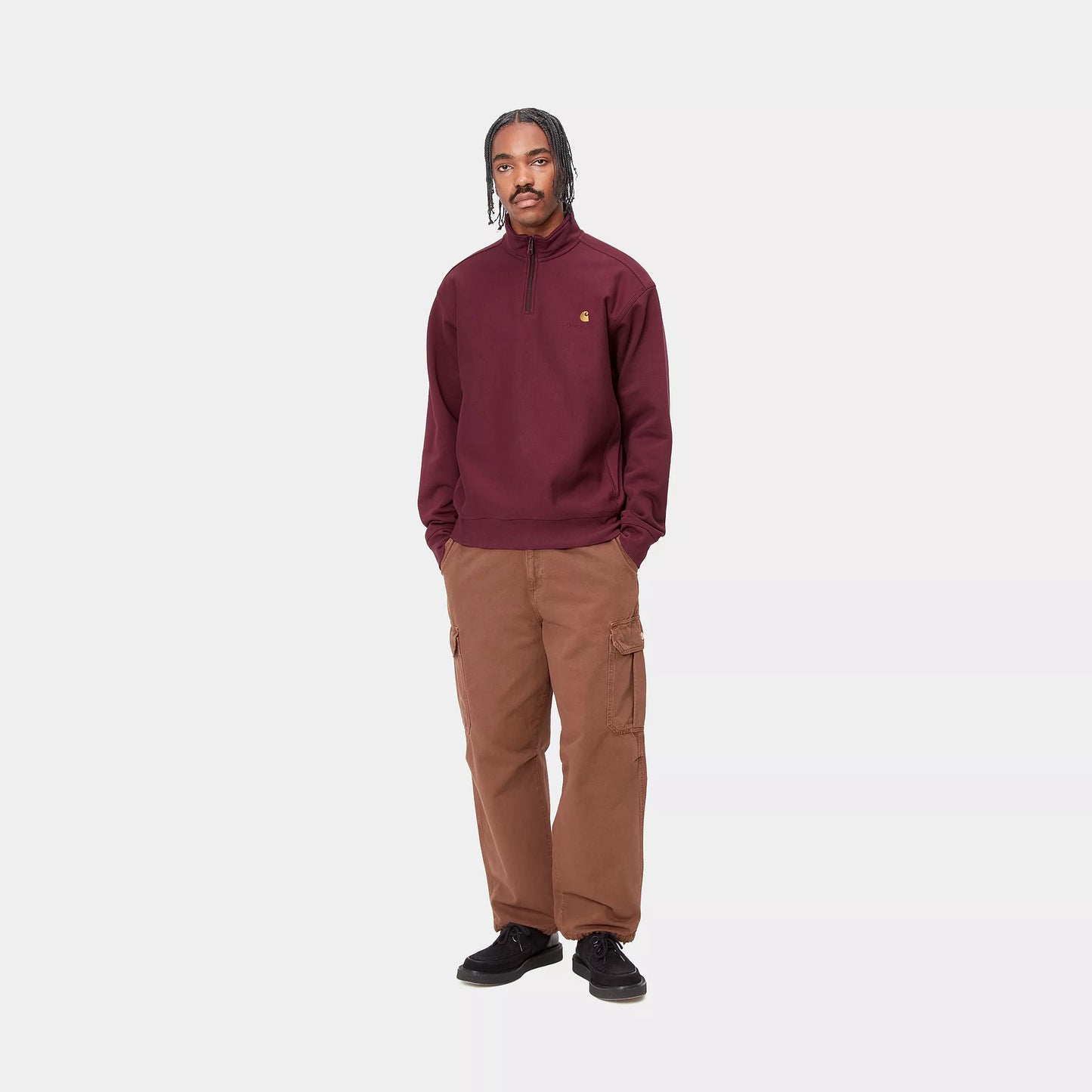 Carhartt WIP Half Zip American Script Sweater Malbec