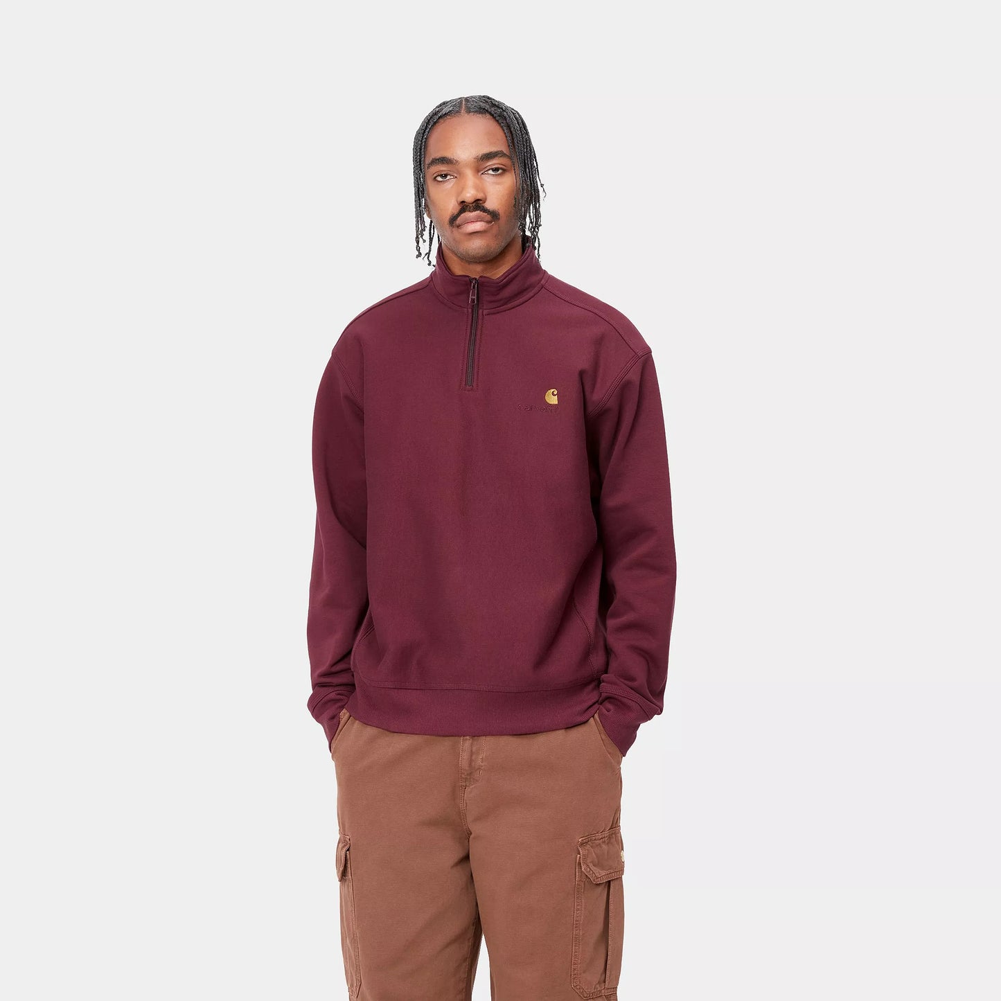 Carhartt WIP Half Zip American Script Sweater Malbec