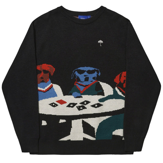 Helas Poker Dogs Crewneck Sweater Black