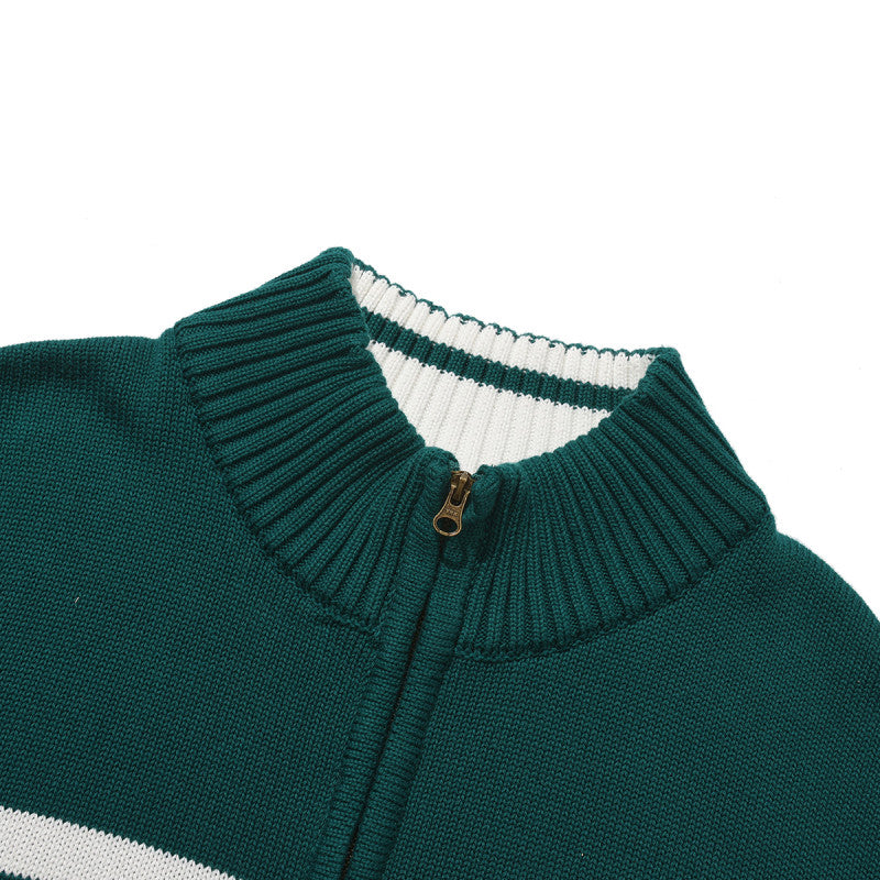 Helas Tricot Knit Quarter Zip Sweater Teal Green