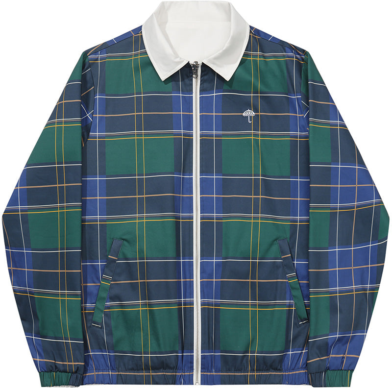 Helas Unique Reversible Jacket Off White/Green Checked
