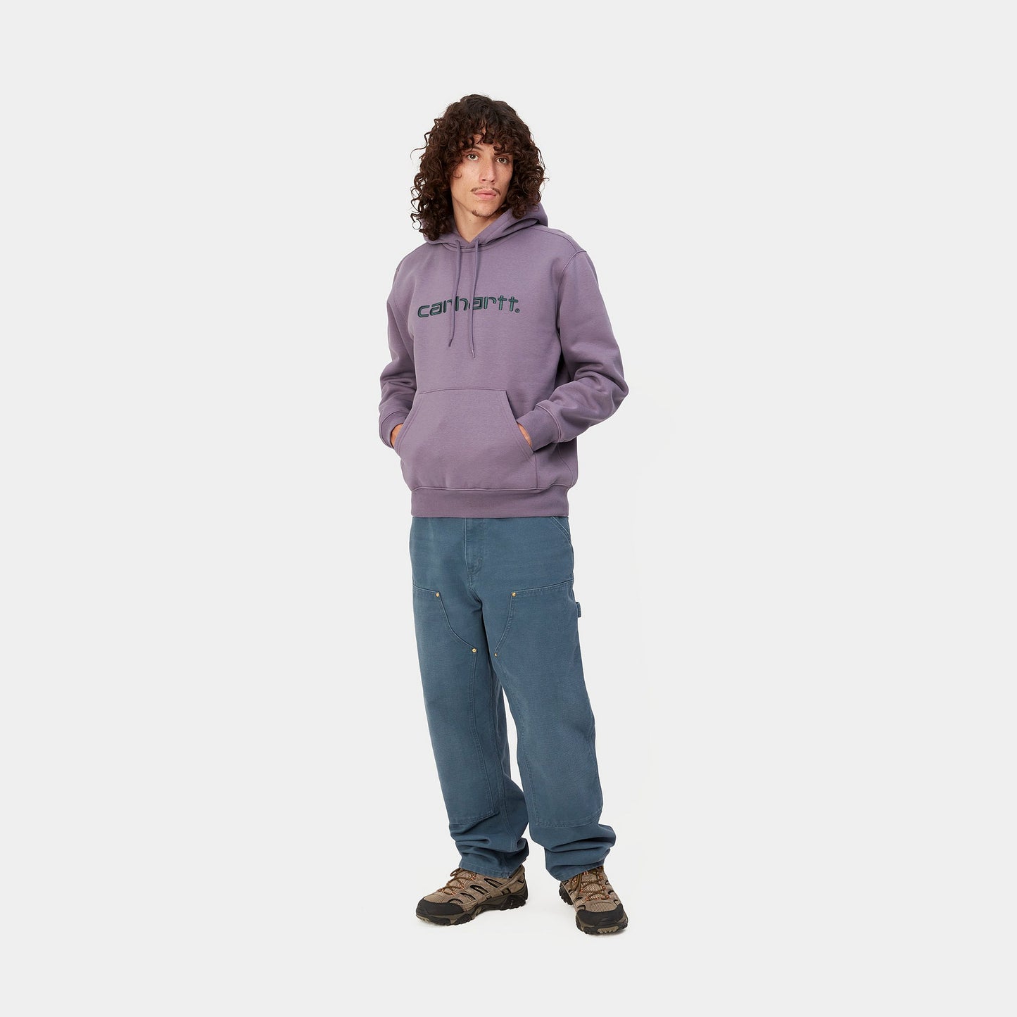 Carhartt WIP Hooded Carhartt Sweater Glassy Purple/Discovery Green
