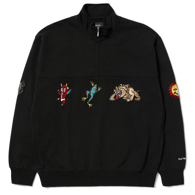 HUF Bledsoe Quarter Zip Fleece Sweater Black