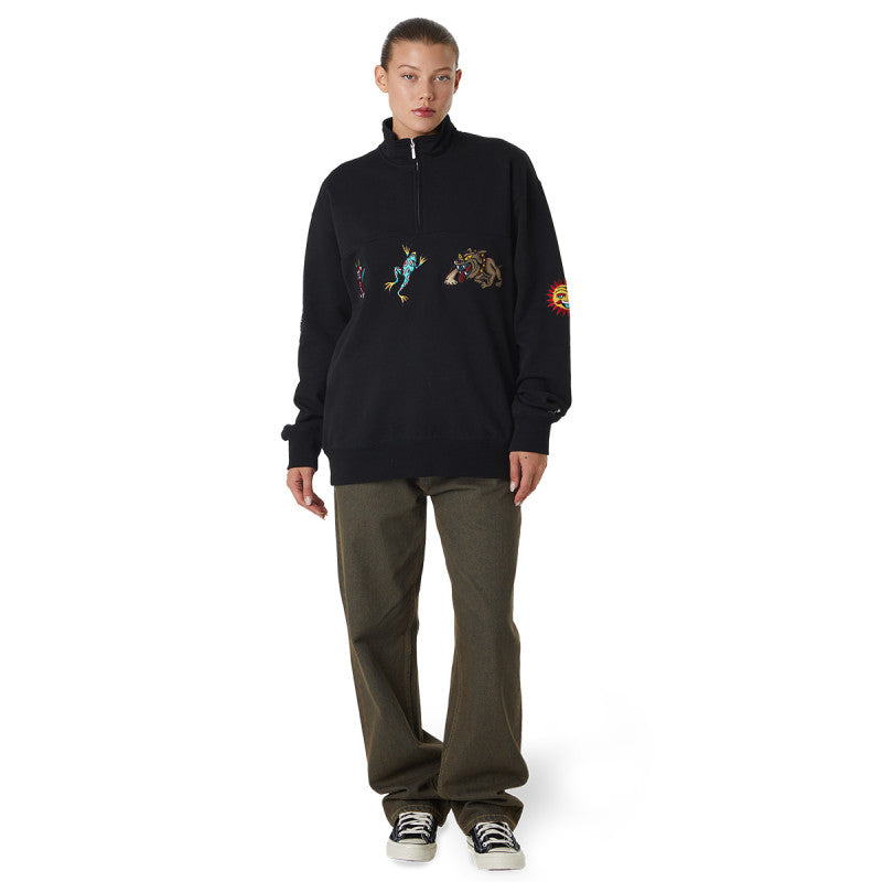 HUF Bledsoe Quarter Zip Fleece Sweater Black