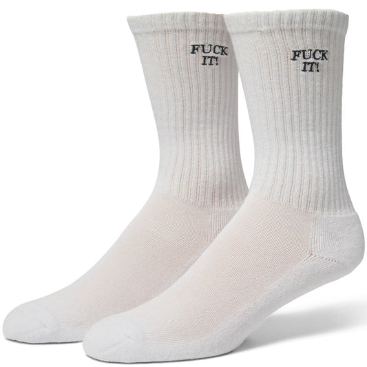 HUF Fuck It Embroidered Socks White
