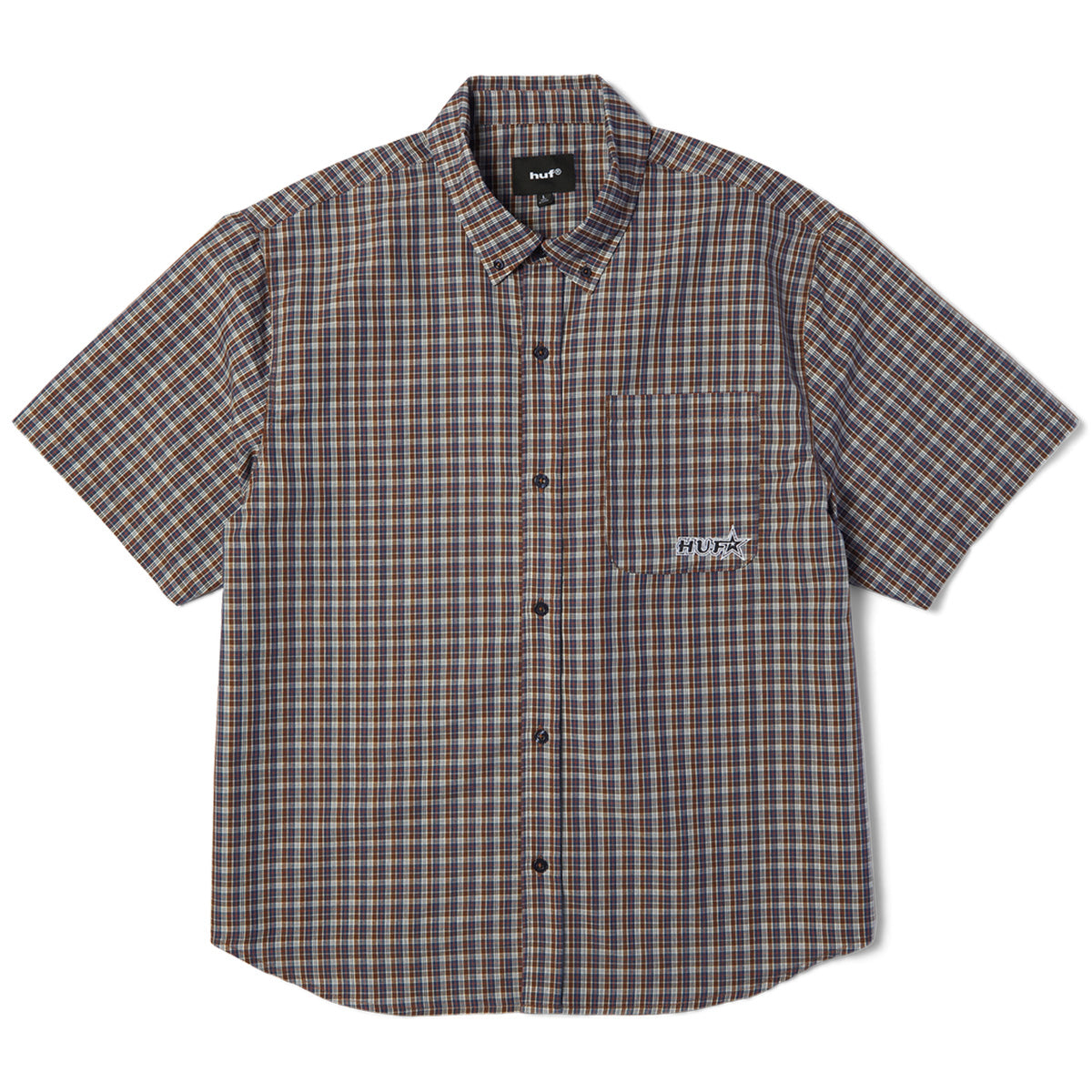 HUF Galaxy Plaid Woven Top Dark Brown