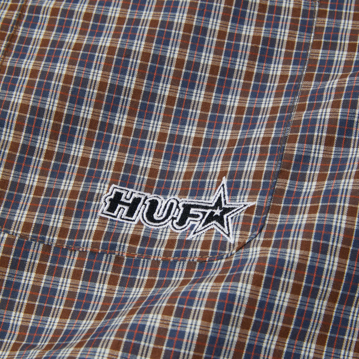HUF Galaxy Plaid Woven Top Dark Brown