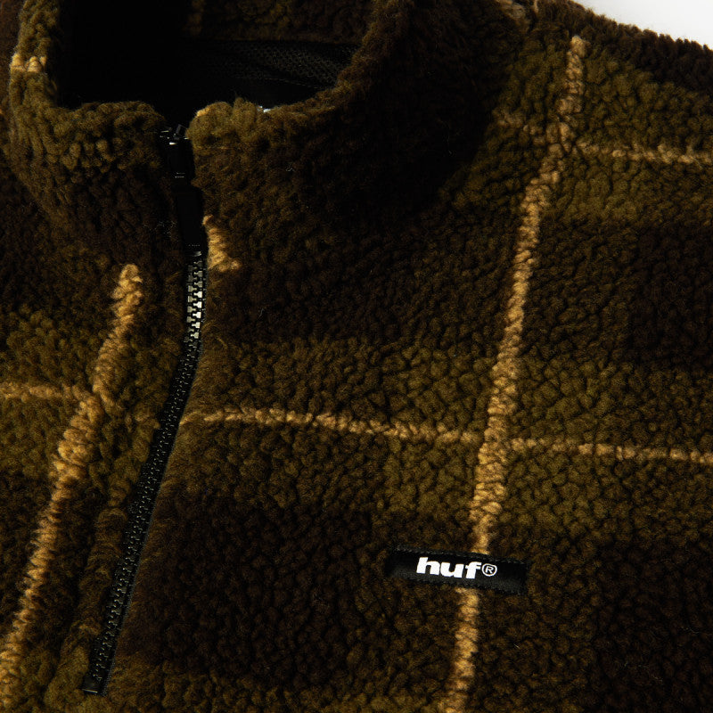 HUF Seneca High Pile Quarter Zip Fleece Olive