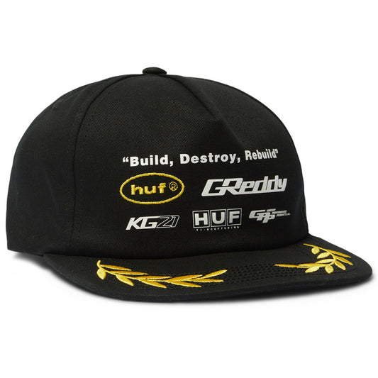 HUF x Greddy Team Snapback Black