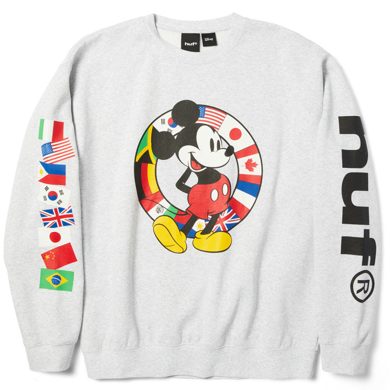 HUF x Mickey Worldwide Tour Sweater Heather Grey
