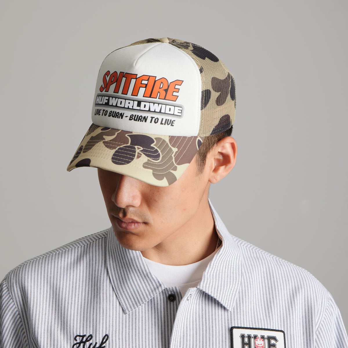 HUF x Spitfire Burn Forever Trucker Cap Camo