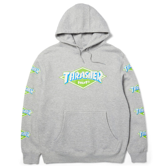 HUF x Thrasher Logo Hooded Sweater Heather Grey