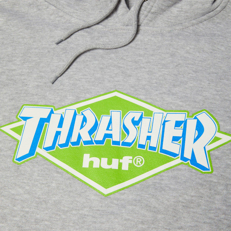 HUF x Thrasher Logo Hooded Sweater Heather Grey