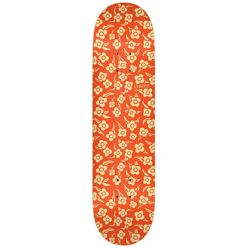 Krooked Flowers Skateboard Deck Orange 8.06