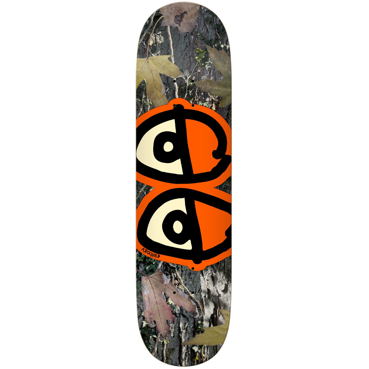 Krooked Team Eyes Camo Skateboard Deck Orange 8.25