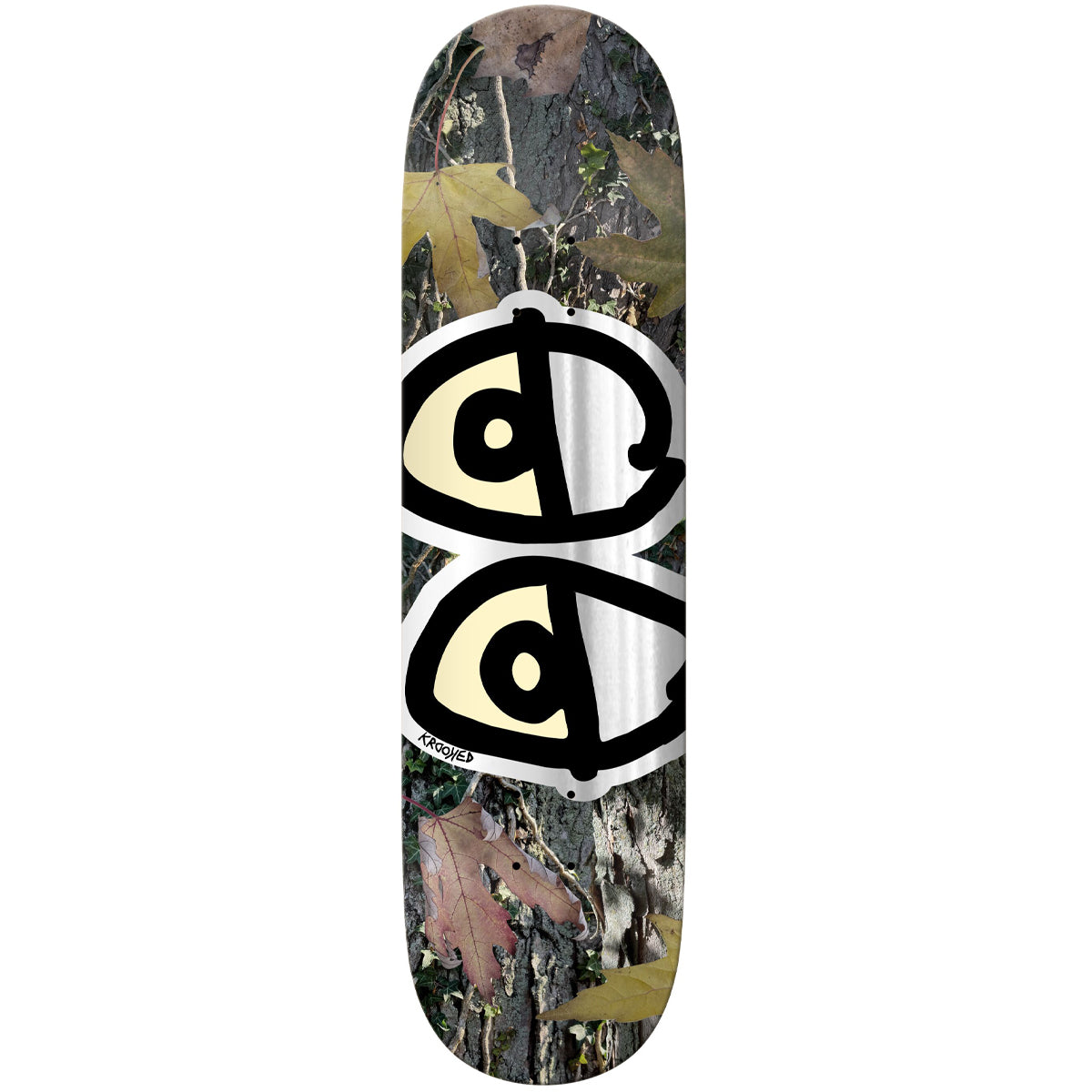Krooked Team Eyes Camo Skateboard Deck Silver Foil 8.5