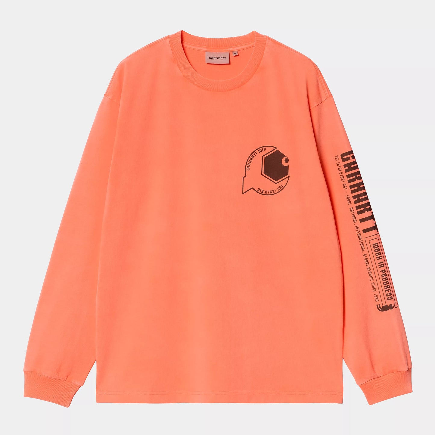 Carhartt WIP Industry Longsleeve T-Shirt Lumo Orange/Black Garment Dyed