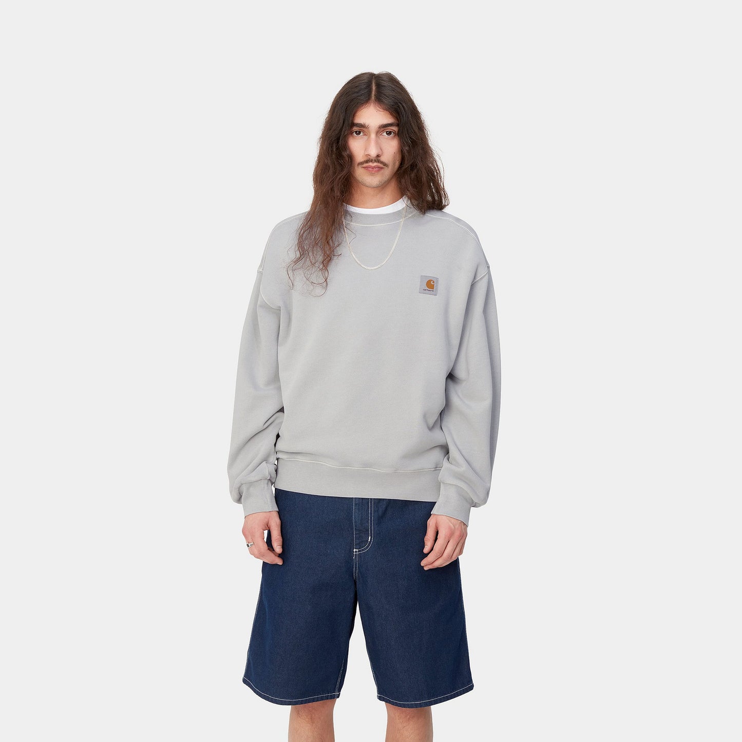 Carhartt WIP Nelson Sweater Sonic Silver Garment Dyed