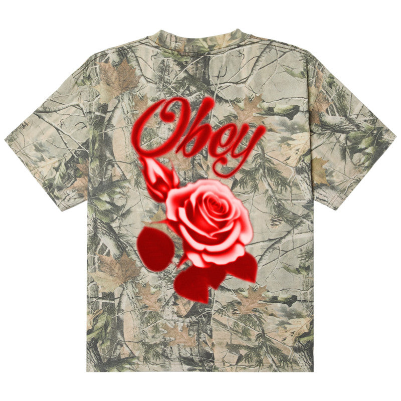 Obey Airbrushed Rose T-Shirt Leaf Camo