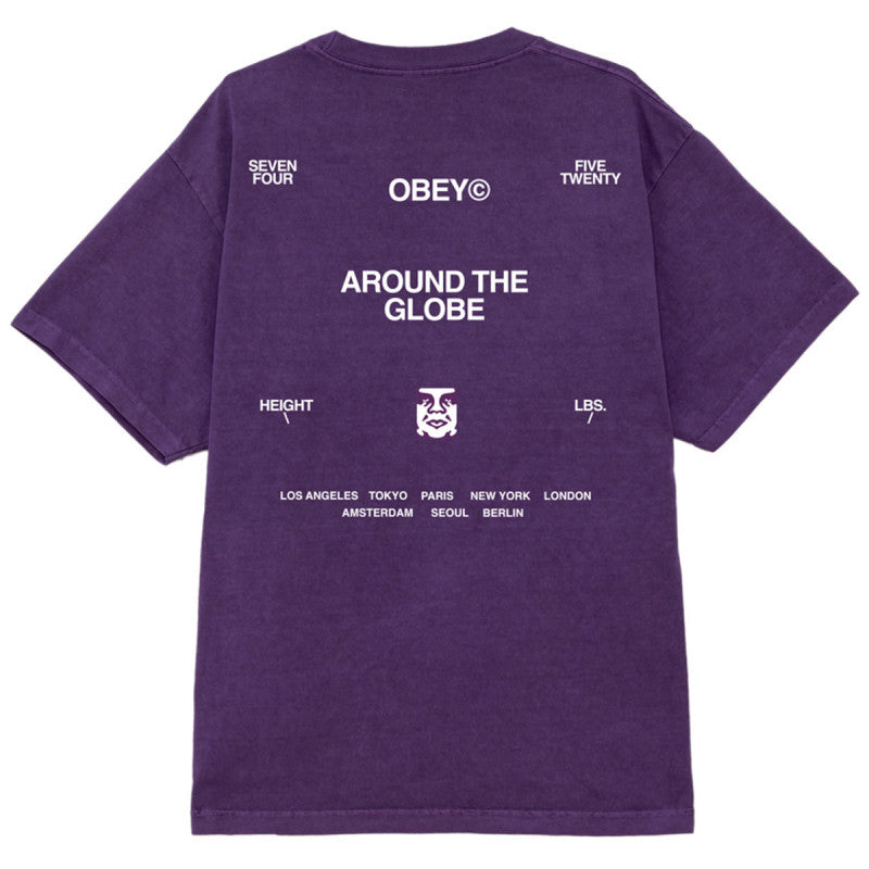 Obey Around The Globe T-Shirt Pigment Imperial Purple