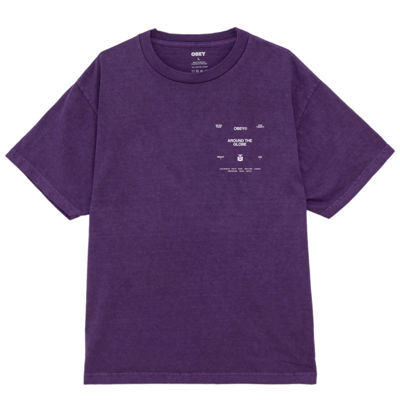 Obey Around The Globe T-Shirt Pigment Imperial Purple