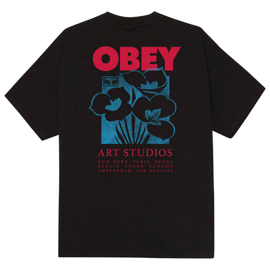 Obey Art Studio Flowers T-Shirt Black