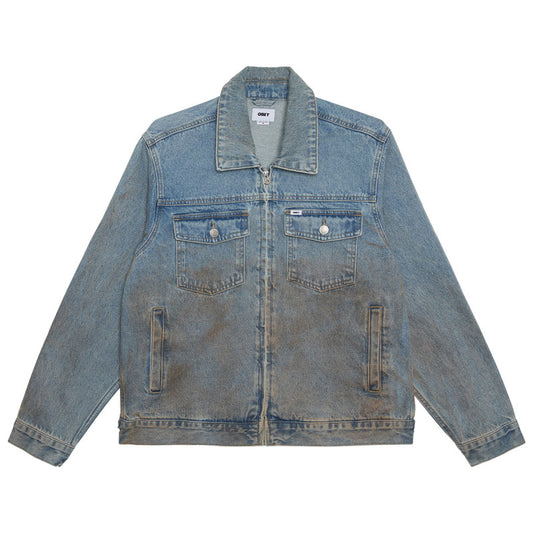 Obey Base Trucker Jacket Heavy Vintage Light Indigo
