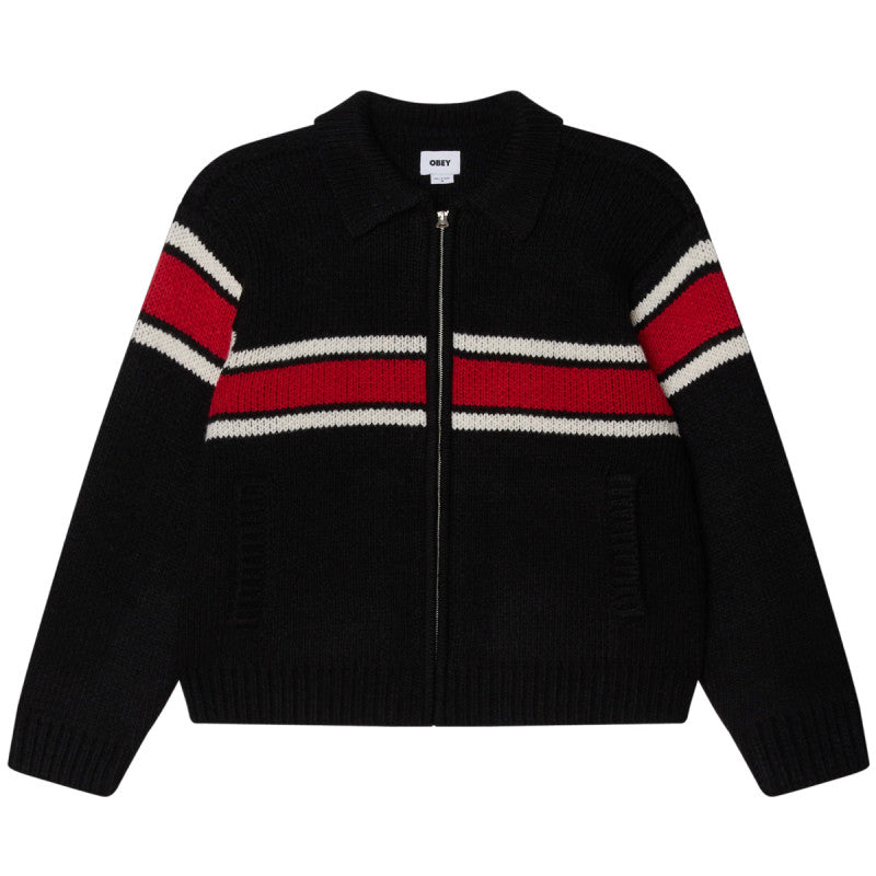Obey Bernard Zip Up Sweater Black