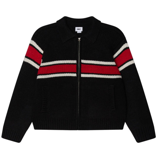 Obey Bernard Zip Up Sweater Black